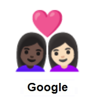 Couple with Heart: Woman, Woman: Dark Skin Tone, Light Skin Tone on Google Android