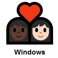 Couple with Heart: Woman, Woman: Dark Skin Tone, Light Skin Tone on Microsoft Windows