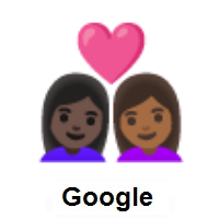 Couple with Heart: Woman, Woman: Dark Skin Tone, Medium-Dark Skin Tone on Google Android