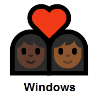 Couple with Heart: Woman, Woman: Dark Skin Tone, Medium-Dark Skin Tone on Microsoft Windows