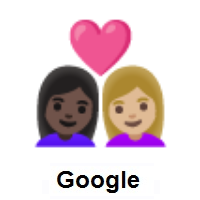 Couple with Heart: Woman, Woman: Dark Skin Tone, Medium-Light Skin Tone on Google Android