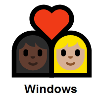 Couple with Heart: Woman, Woman: Dark Skin Tone, Medium-Light Skin Tone on Microsoft Windows