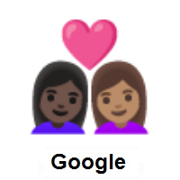 Couple with Heart: Woman, Woman: Dark Skin Tone, Medium Skin Tone on Google Android