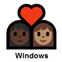 Couple with Heart: Woman, Woman: Dark Skin Tone, Medium Skin Tone on Microsoft Windows