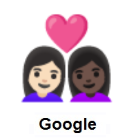 Couple with Heart: Woman, Woman: Light Skin Tone, Dark Skin Tone on Google Android