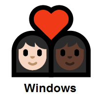 Couple with Heart: Woman, Woman: Light Skin Tone, Dark Skin Tone on Microsoft Windows