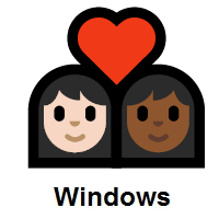 Couple with Heart: Woman, Woman: Light Skin Tone, Medium-Dark Skin Tone on Microsoft Windows