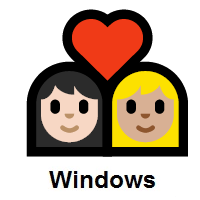 Couple with Heart: Woman, Woman: Light Skin Tone, Medium-Light Skin Tone on Microsoft Windows