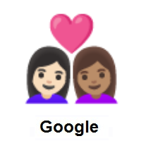 Couple with Heart: Woman, Woman: Light Skin Tone, Medium Skin Tone on Google Android