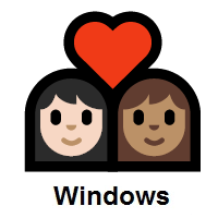 Couple with Heart: Woman, Woman: Light Skin Tone, Medium Skin Tone on Microsoft Windows