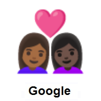 Couple with Heart: Woman, Woman: Medium-Dark Skin Tone, Dark Skin Tone on Google Android
