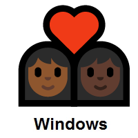 Couple with Heart: Woman, Woman: Medium-Dark Skin Tone, Dark Skin Tone on Microsoft Windows
