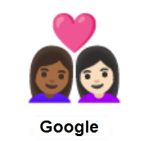 Couple with Heart: Woman, Woman: Medium-Dark Skin Tone, Light Skin Tone on Google Android