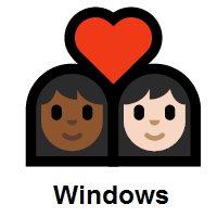 Couple with Heart: Woman, Woman: Medium-Dark Skin Tone, Light Skin Tone on Microsoft Windows