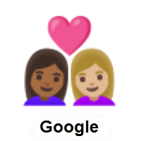 Couple with Heart: Woman, Woman: Medium-Dark Skin Tone, Medium-Light Skin Tone on Google Android