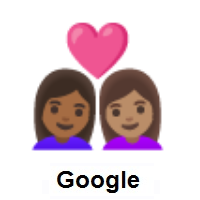 Couple with Heart: Woman, Woman: Medium-Dark Skin Tone, Medium Skin Tone on Google Android