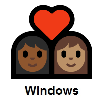 Couple with Heart: Woman, Woman: Medium-Dark Skin Tone, Medium Skin Tone on Microsoft Windows