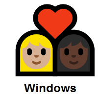 Couple with Heart: Woman, Woman: Medium-Light Skin Tone, Dark Skin Tone on Microsoft Windows