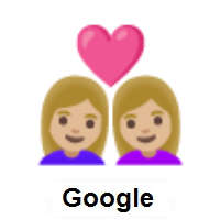 Couple with Heart: Woman, Woman: Medium-Light Skin Tone on Google Android