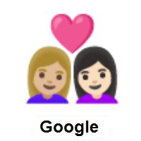 Couple with Heart: Woman, Woman: Medium-Light Skin Tone, Light Skin Tone on Google Android
