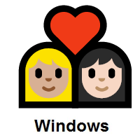 Couple with Heart: Woman, Woman: Medium-Light Skin Tone, Light Skin Tone on Microsoft Windows