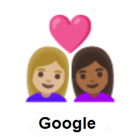 Couple with Heart: Woman, Woman: Medium-Light Skin Tone, Medium-Dark Skin Tone on Google Android