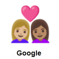 Couple with Heart: Woman, Woman: Medium-Light Skin Tone, Medium Skin Tone on Google Android