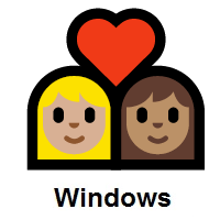 Couple with Heart: Woman, Woman: Medium-Light Skin Tone, Medium Skin Tone on Microsoft Windows