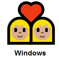 Couple with Heart: Woman, Woman: Medium-Light Skin Tone on Microsoft Windows