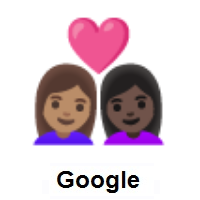 Couple with Heart: Woman, Woman: Medium Skin Tone, Dark Skin Tone on Google Android