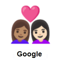 Couple with Heart: Woman, Woman: Medium Skin Tone, Light Skin Tone on Google Android