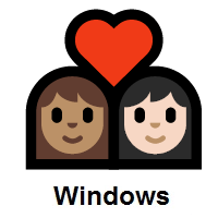 Couple with Heart: Woman, Woman: Medium Skin Tone, Light Skin Tone on Microsoft Windows
