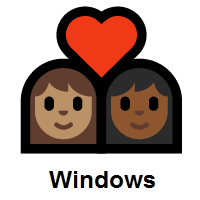 Couple with Heart: Woman, Woman: Medium Skin Tone, Medium-Dark Skin Tone on Microsoft Windows