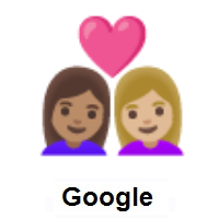 Couple with Heart: Woman, Woman: Medium Skin Tone, Medium-Light Skin Tone on Google Android