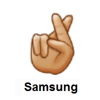 Crossed Fingers: Medium-Light Skin Tone on Samsung