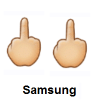 Double Middle Finger: Medium-Light Skin Tone on Samsung