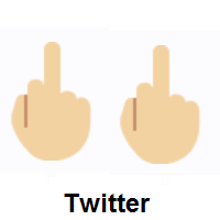 Double Middle Finger: Medium-Light Skin Tone on Twitter Twemoji