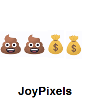 Double Pile of Poo and Double Money Bag on JoyPixels