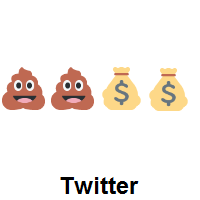 Double Pile of Poo and Double Money Bag on Twitter Twemoji