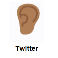 Ear: Medium-Dark Skin Tone on Twitter Twemoji