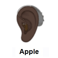 Ear With Hearing Aid: Dark Skin Tone on Apple iOS