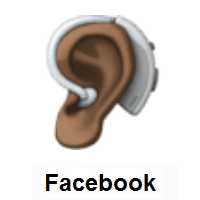 Ear With Hearing Aid: Dark Skin Tone on Facebook