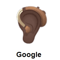 Ear With Hearing Aid: Dark Skin Tone on Google Android