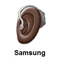Ear With Hearing Aid: Dark Skin Tone on Samsung
