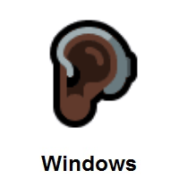 Ear With Hearing Aid: Dark Skin Tone on Microsoft Windows