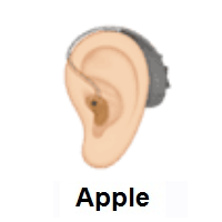 Ear With Hearing Aid: Light Skin Tone on Apple iOS