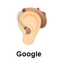 Ear With Hearing Aid: Light Skin Tone on Google Android