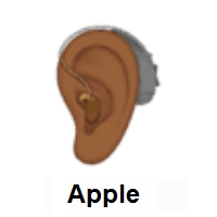 Ear With Hearing Aid: Medium-Dark Skin Tone on Apple iOS