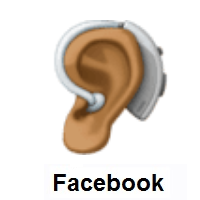 Ear With Hearing Aid: Medium-Dark Skin Tone on Facebook
