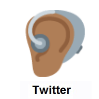 Ear With Hearing Aid: Medium-Dark Skin Tone on Twitter Twemoji